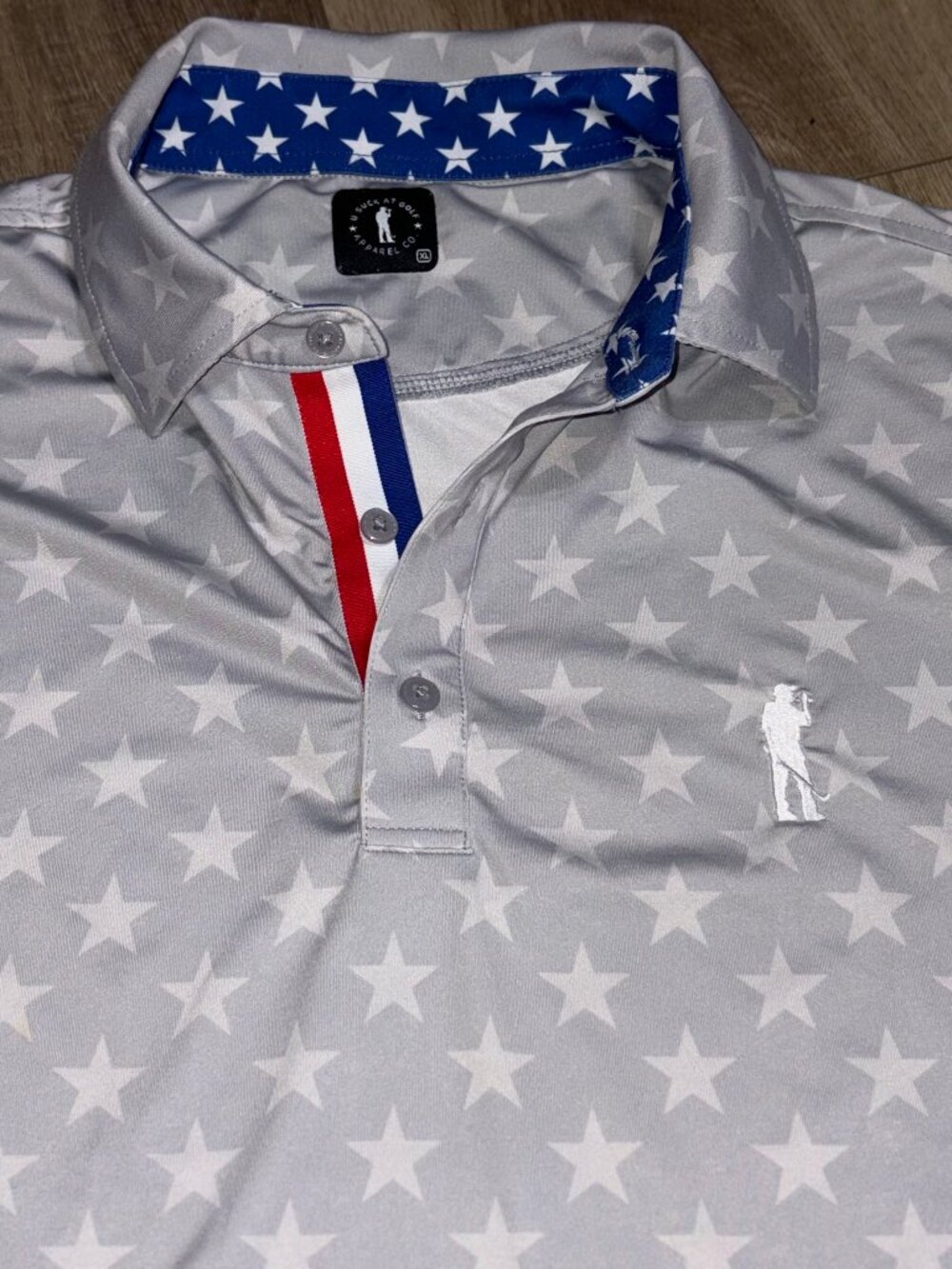 U Suck at Golf Polo Men's XL Stars